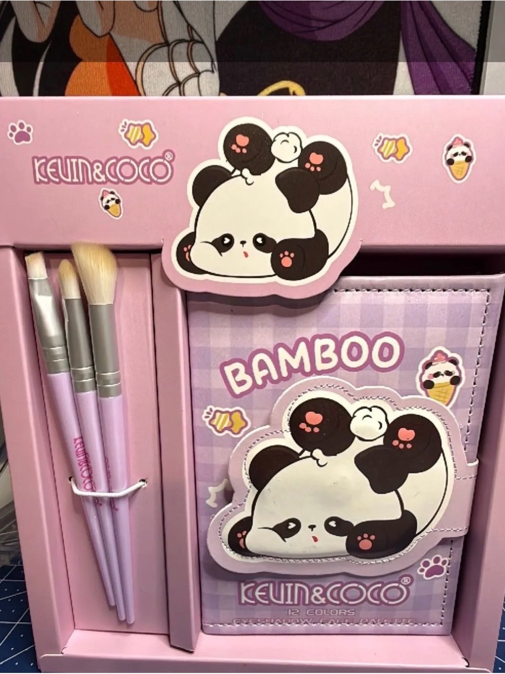 Kevin & coco Bamboo Panda eyeshadow, and face palette Set with brushes